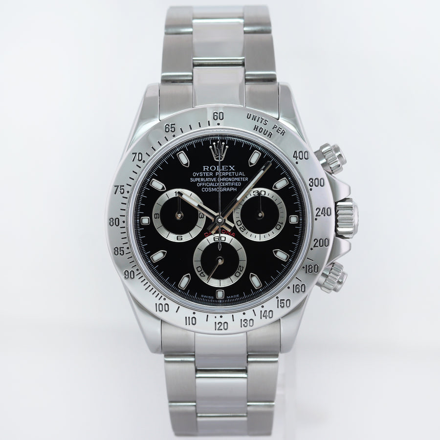 2006 MINT PAPERS Rolex Daytona 116520 Black Dial Steel Chronograph 40mm Watch Box