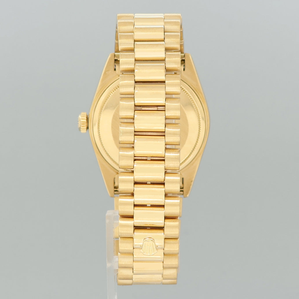 2018 RSC PAPERS Rolex President Day-Date White Stick 18038 Quickset Yellow Gold Watch