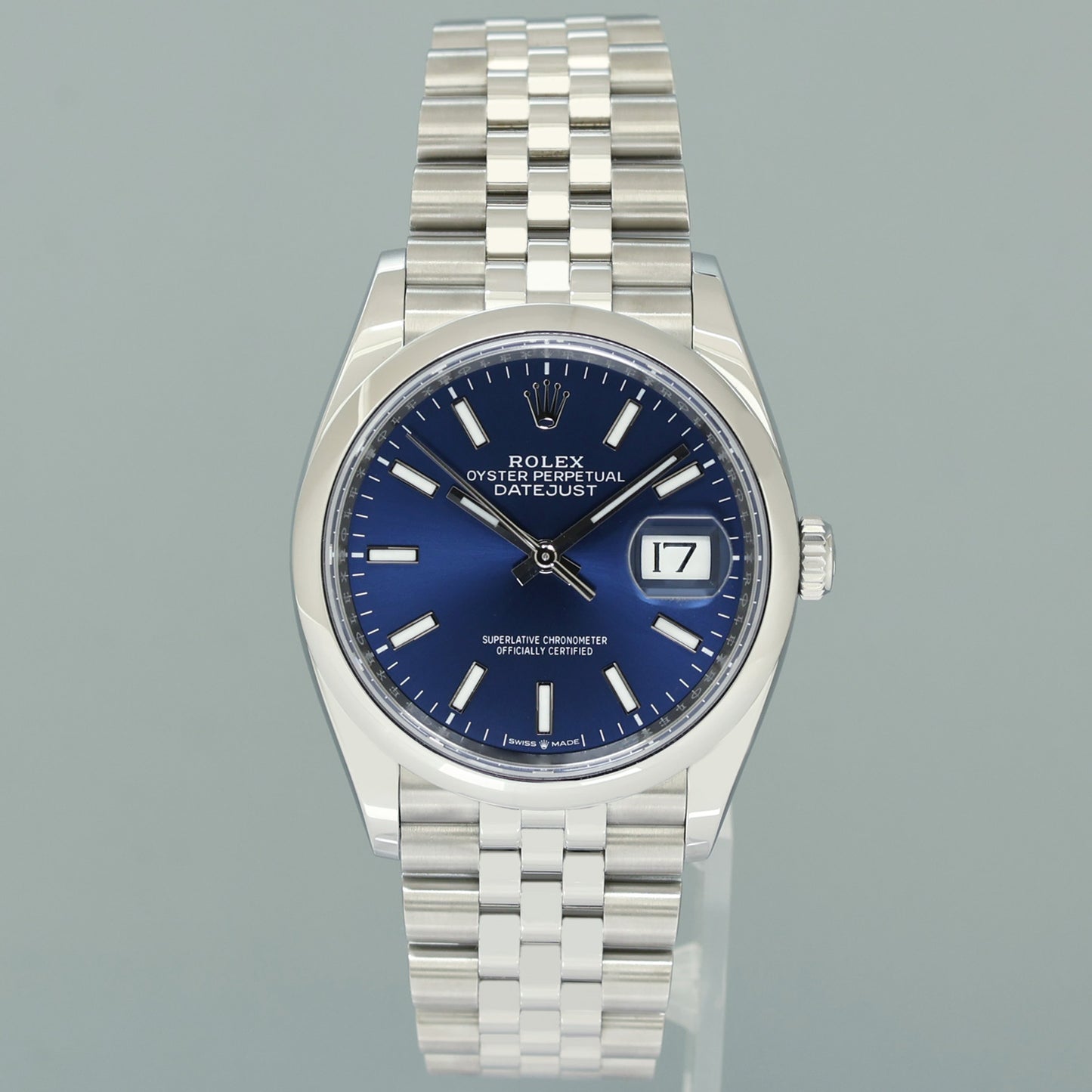 2025 NEW PAPERS Rolex 126200 DateJust 36mm Blue Stick Steel Jubilee Band Watch
