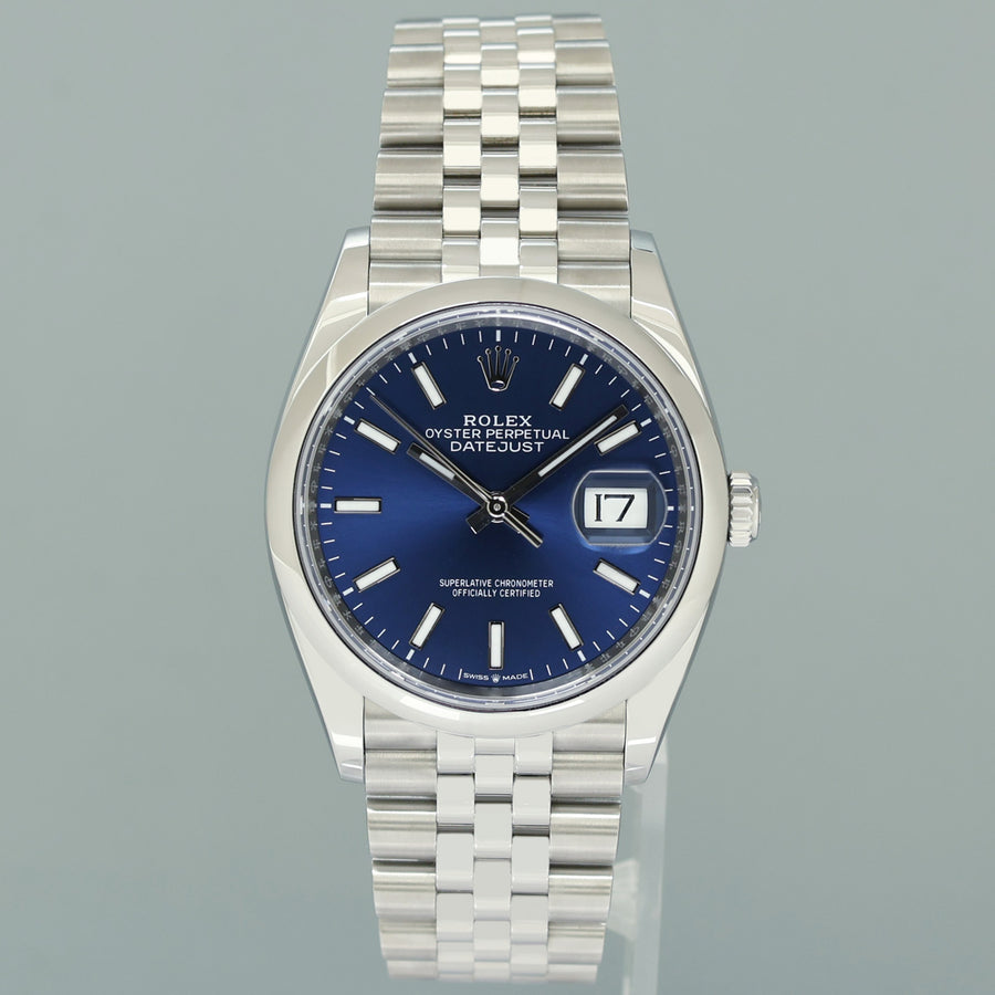 2025 NEW PAPERS Rolex 126200 DateJust 36mm Blue Stick Steel Jubilee Band Watch