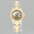 MINT Ladies Rolex Yacht-Master 169623 Two Tone Yellow Gold Dark Mother of Pearl Watch