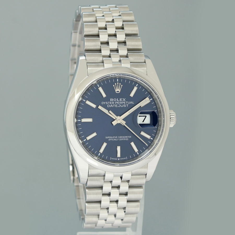 2025 NEW PAPERS Rolex 126200 DateJust 36mm Blue Stick Steel Jubilee Band Watch