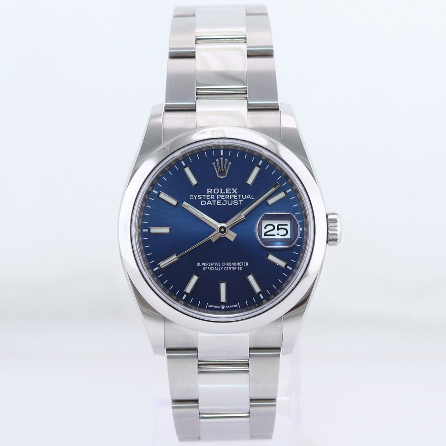 2022 MINT Blue Stick Rolex 126200 DateJust 36mm Steel Oyster Band Watch Box