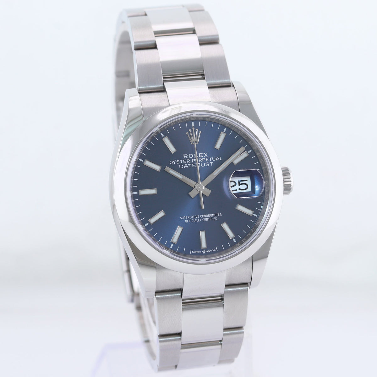 2022 MINT Blue Stick Rolex 126200 DateJust 36mm Steel Oyster Band Watch Box