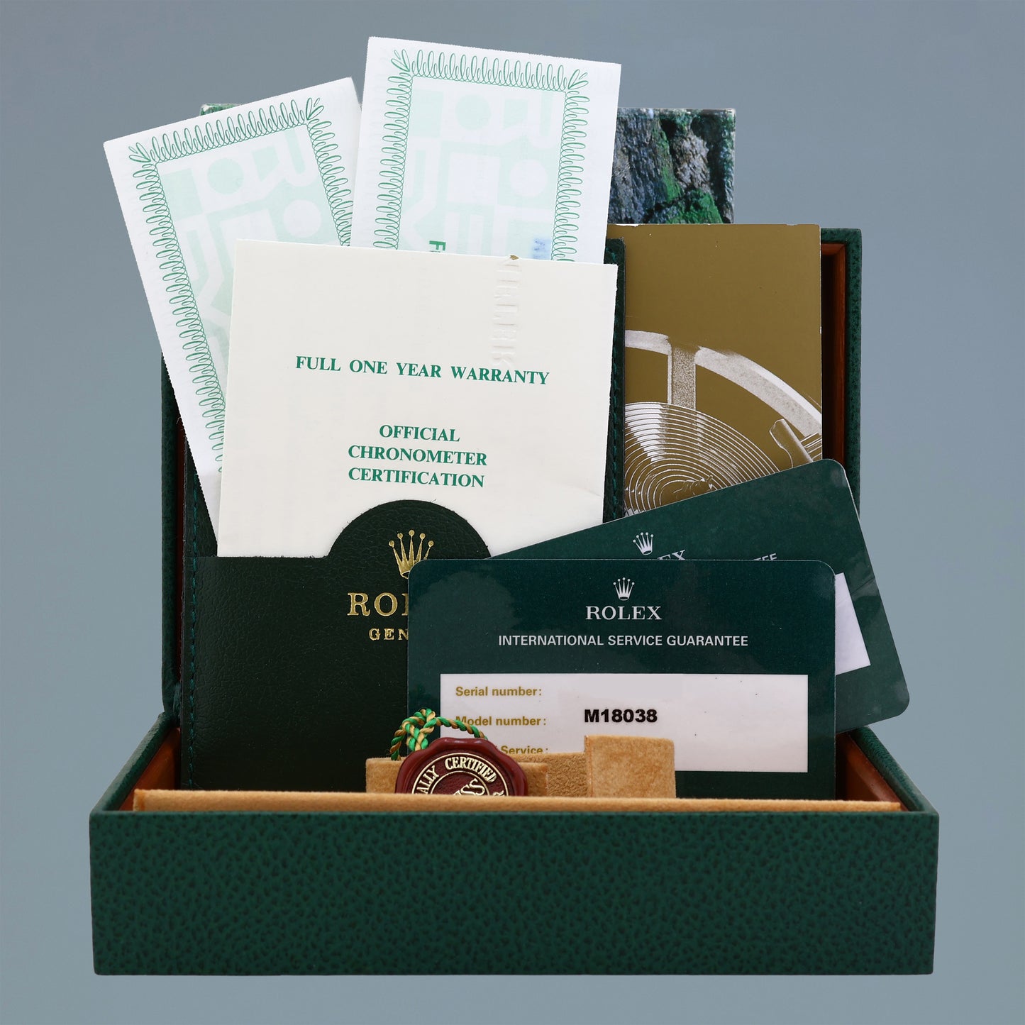 2018 RSC PAPERS Rolex President Day-Date White Stick 18038 Quickset Yellow Gold Watch