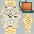 Rolex DateJust 36mm 16018 Yellow Gold Mother of Pearl Diamond President Watch Box