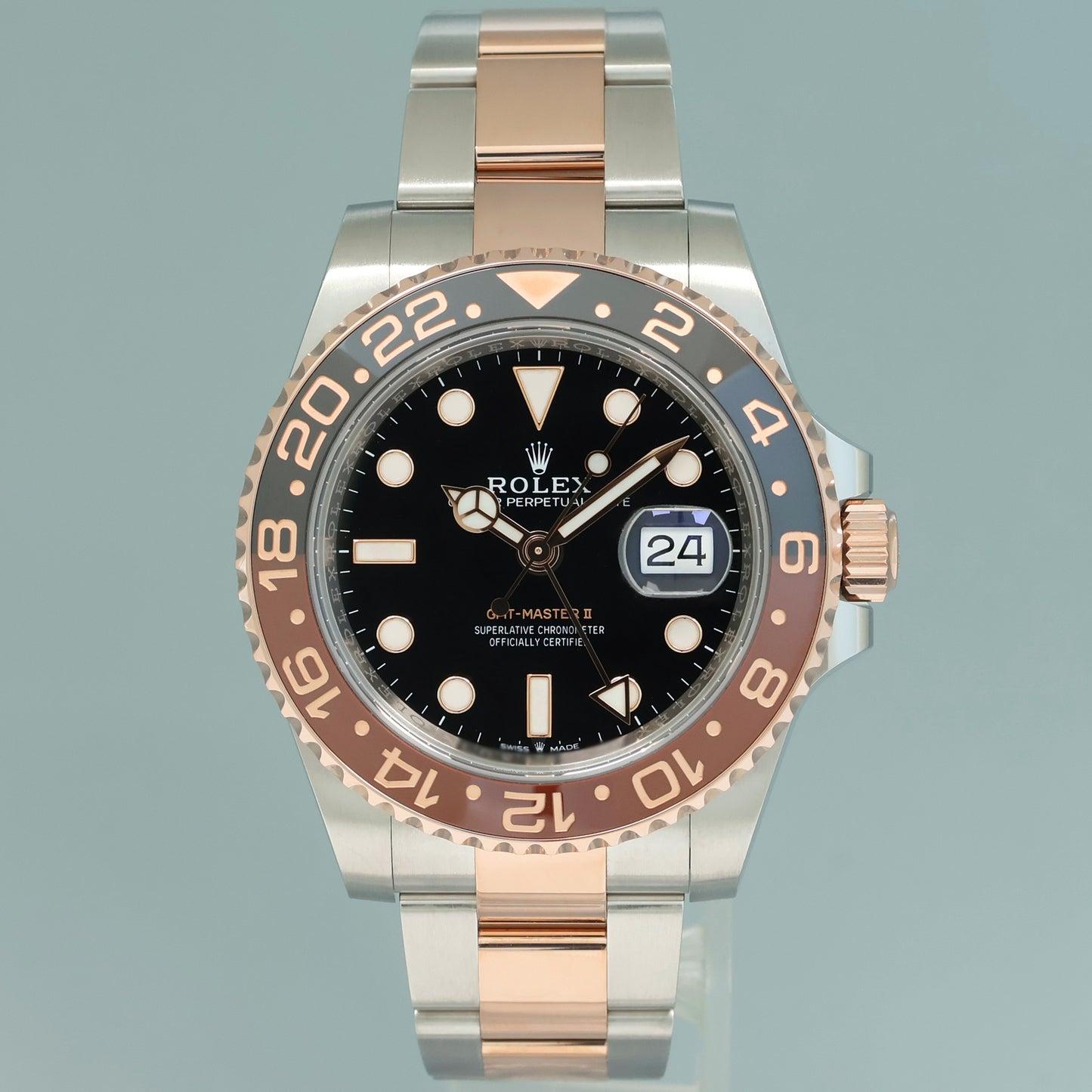 2023 MINT Rolex GMT Master II Root Beer Two Tone Rose Gold 126711 CHNR Watch Box