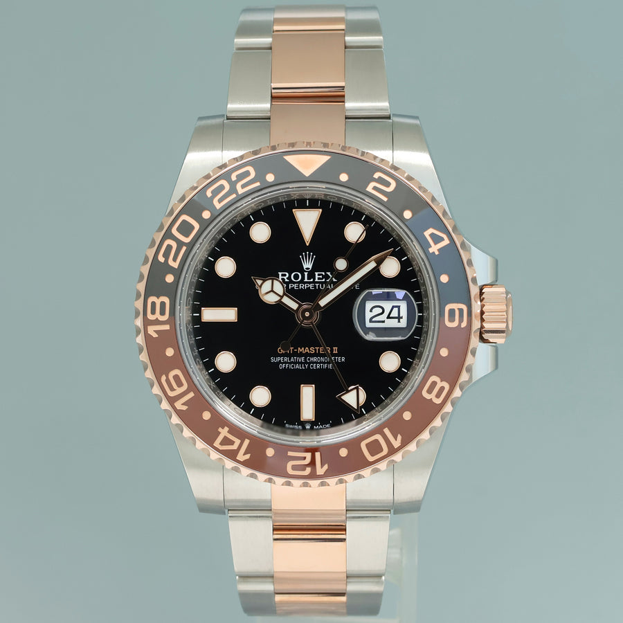 2023 MINT Rolex GMT Master II Root Beer Two Tone Rose Gold 126711 CHNR Watch Box