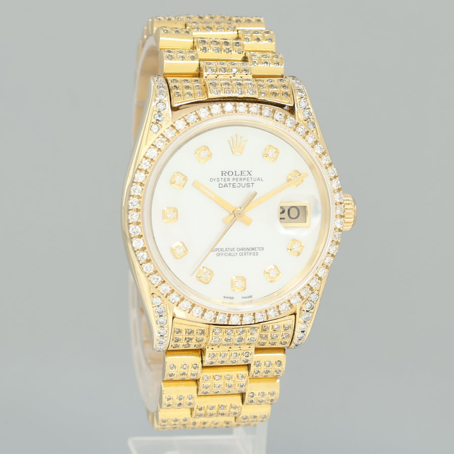 Rolex DateJust 36mm 16018 Yellow Gold Mother of Pearl Diamond President Watch Box