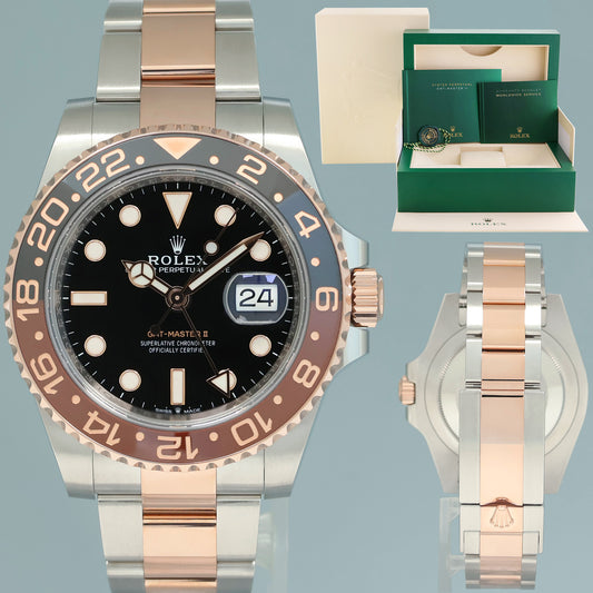 2022 MINT Rolex GMT Master Root Beer Two Tone Rose Gold 126711 CHNR Watch Box