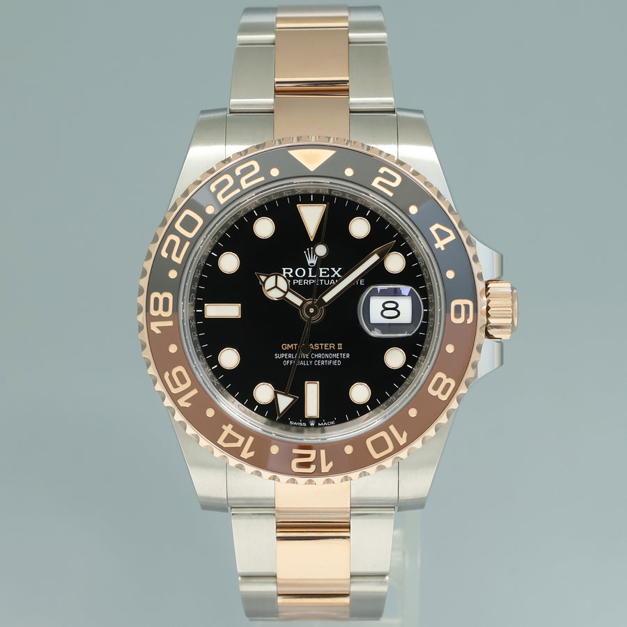 2022 NEW PAPERS Rolex 126711CHNR GMT Master II Root Beer 40mm Rose Gold Watch Box