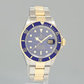 MINT 2001 Rolex Submariner 16613LB Yellow Gold Steel Two Tone Sunburst Blue Watch