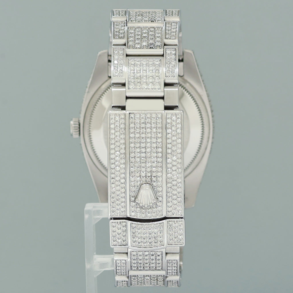 DIAMOND Rolex Oyster 115200 Pave Diamond Oyster Perpetual Date 34mm Steel Watch Box