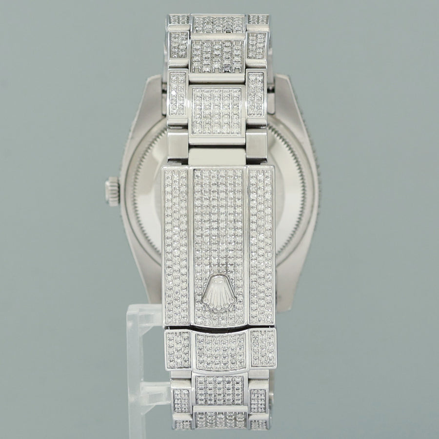 DIAMOND Rolex Oyster 115200 Pave Diamond Oyster Perpetual Date 34mm Steel Watch Box