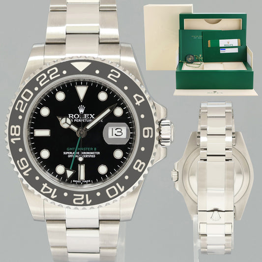 2016 MINT PAPERS Rolex GMT Master II 116710LN Steel Ceramic Black 40mm Watch Box
