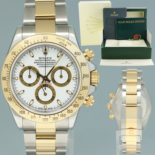 MINT Rolex Daytona 116523 White Dial Steel Yellow Gold Two Tone Steel Watch Box