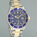 MINT 2008 GOLD BUCKLE Rolex Submariner 16613 Yellow Gold Steel Blue Watch Box