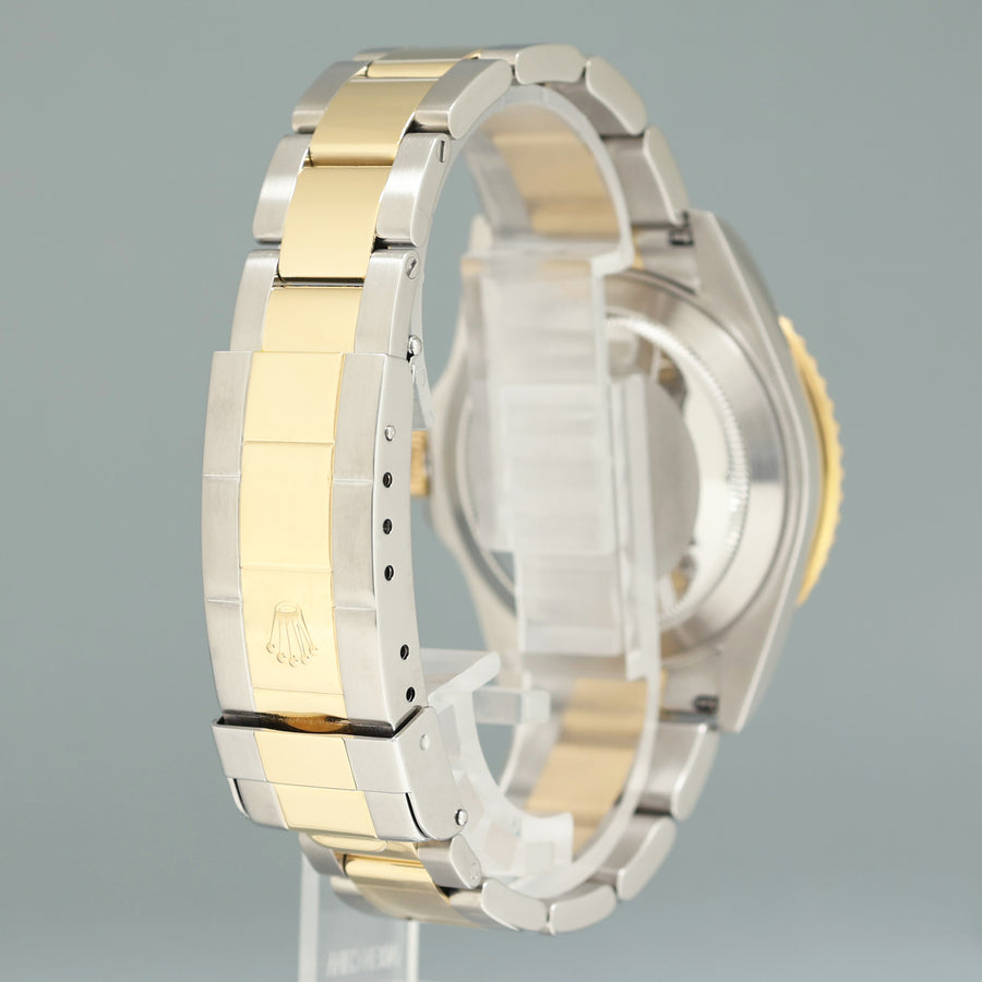 MINT 2008 GOLD BUCKLE Rolex Submariner 16613 Yellow Gold Steel Blue Watch Box