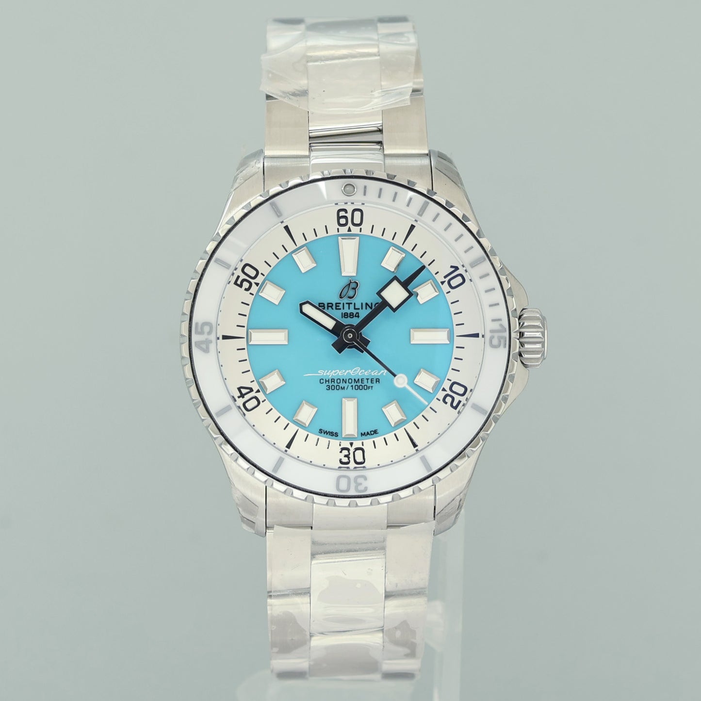 NEW Stickered Breitling Superocean A17377211C1A1 A17377 Auto 36mm White Blue With Box