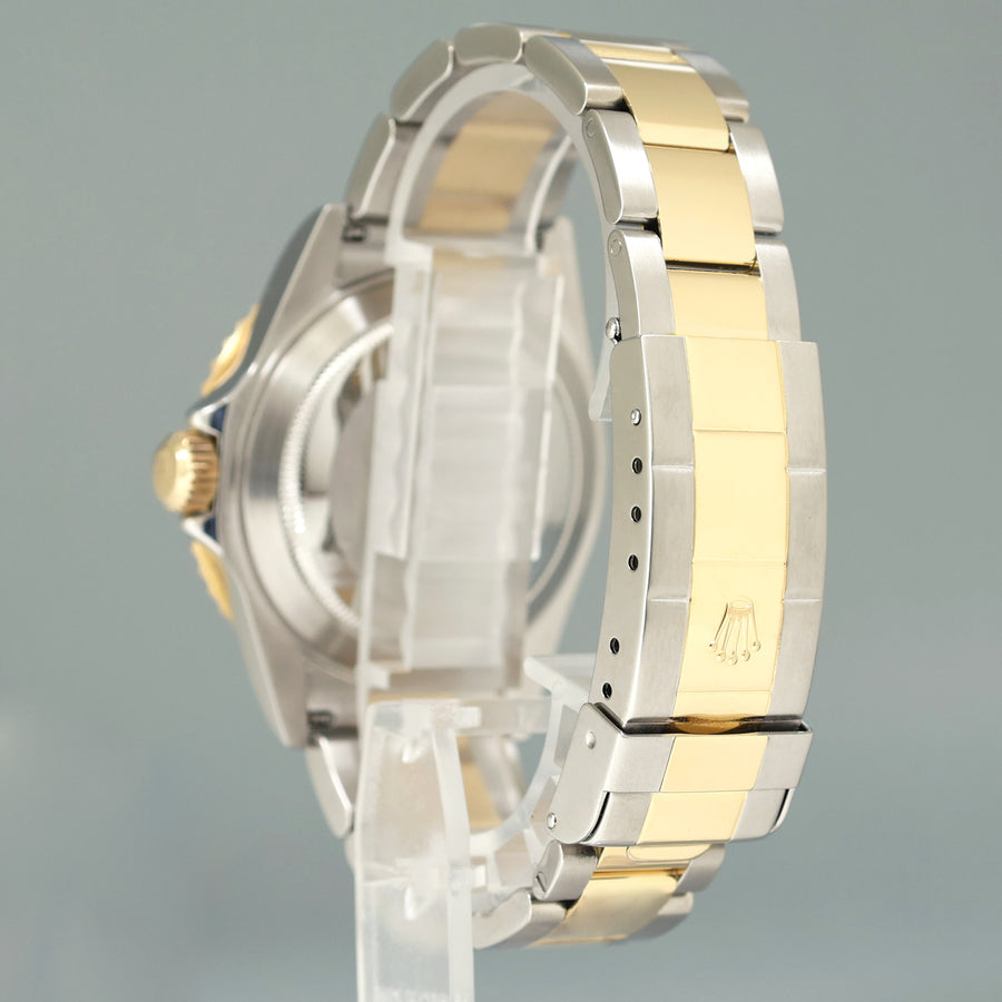 MINT 2008 GOLD BUCKLE Rolex Submariner 16613 Yellow Gold Steel Blue Watch Box