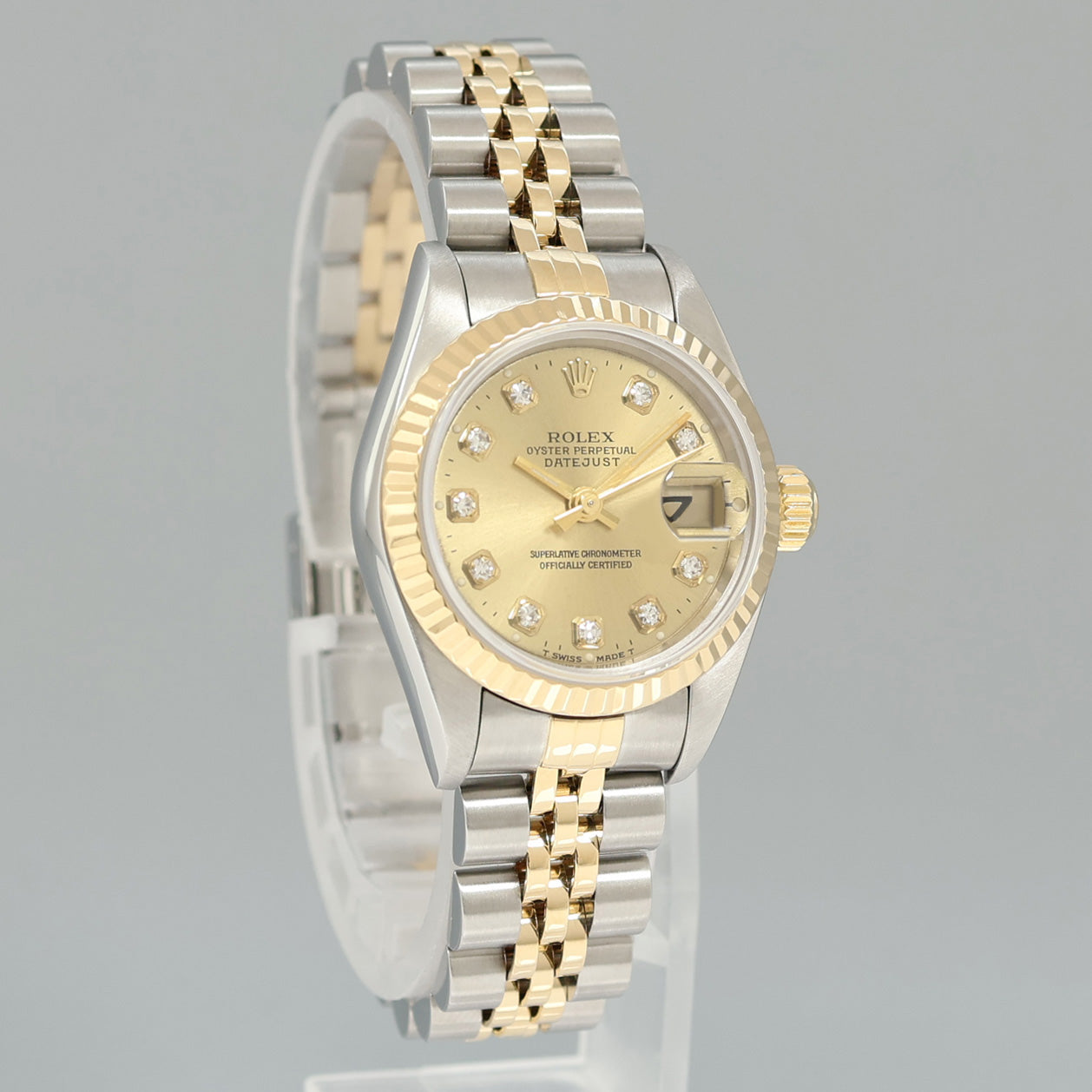 PAPERS Ladies Rolex DateJust 179173 Champagne Diamond Two-Tone Gold Jubilee Watch