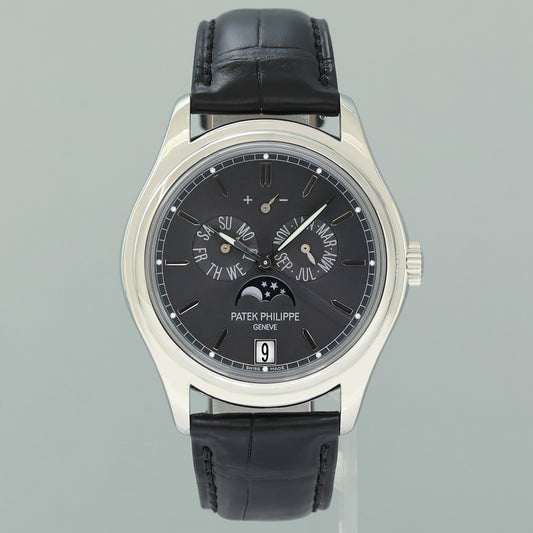 MINT Patek Philippe 5146P Platinum Annual Calendar Moon Phase 39mm Grey Dial Watch