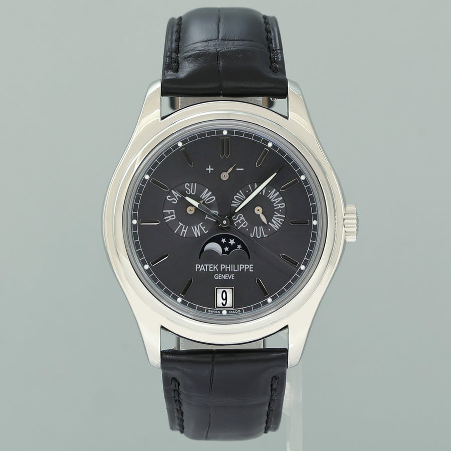 MINT Patek Philippe 5146P Platinum Annual Calendar Moon Phase 39mm Grey Dial Watch