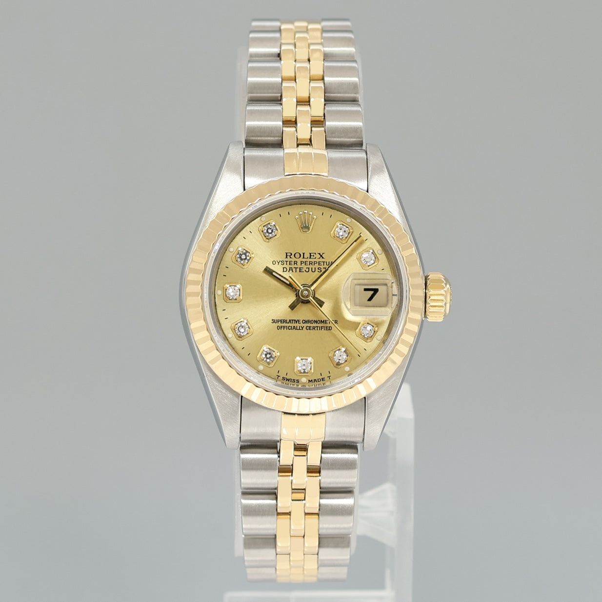 PAPERS Ladies Rolex DateJust 179173 Champagne Diamond Two-Tone Gold Jubilee Watch
