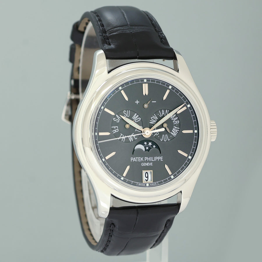 MINT Patek Philippe 5146P Platinum Annual Calendar Moon Phase 39mm Grey Dial Watch