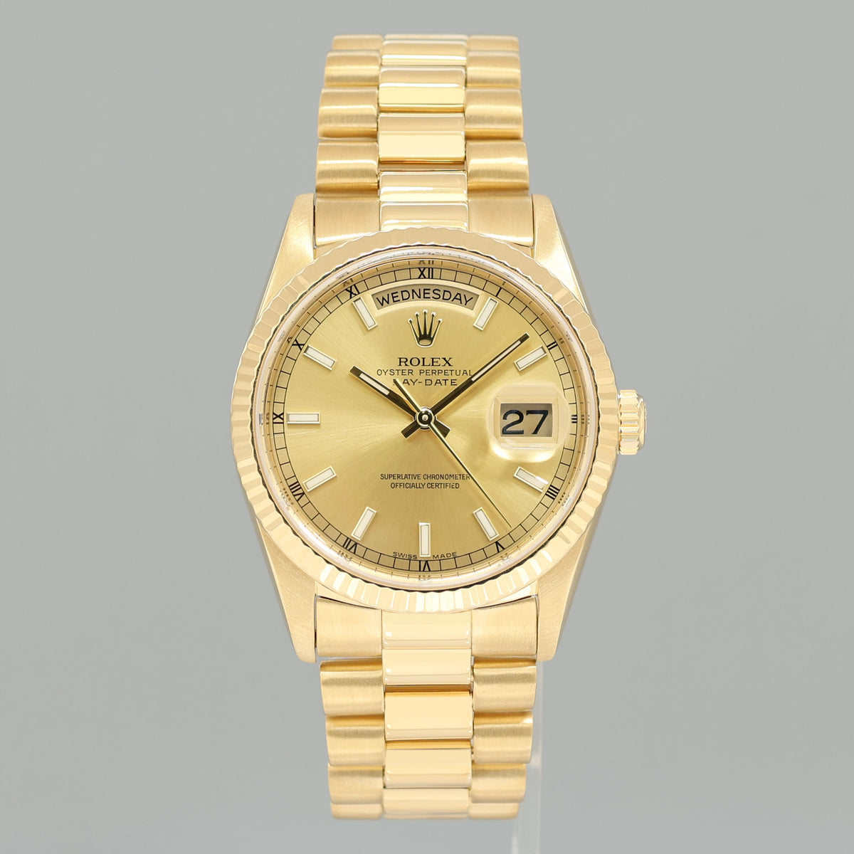 2021 RSC PAPERS Rolex President Day-Date Champagne 18238 Double Quick Gold Watch