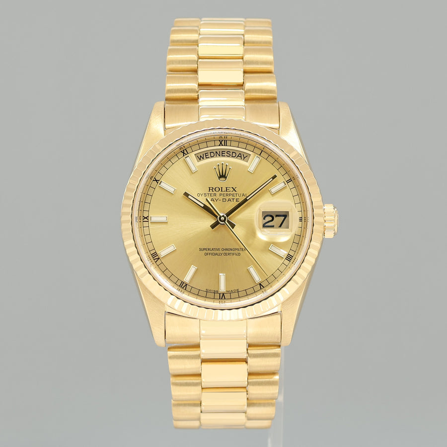 2021 RSC PAPERS Rolex President Day-Date Champagne 18238 Double Quick Gold Watch
