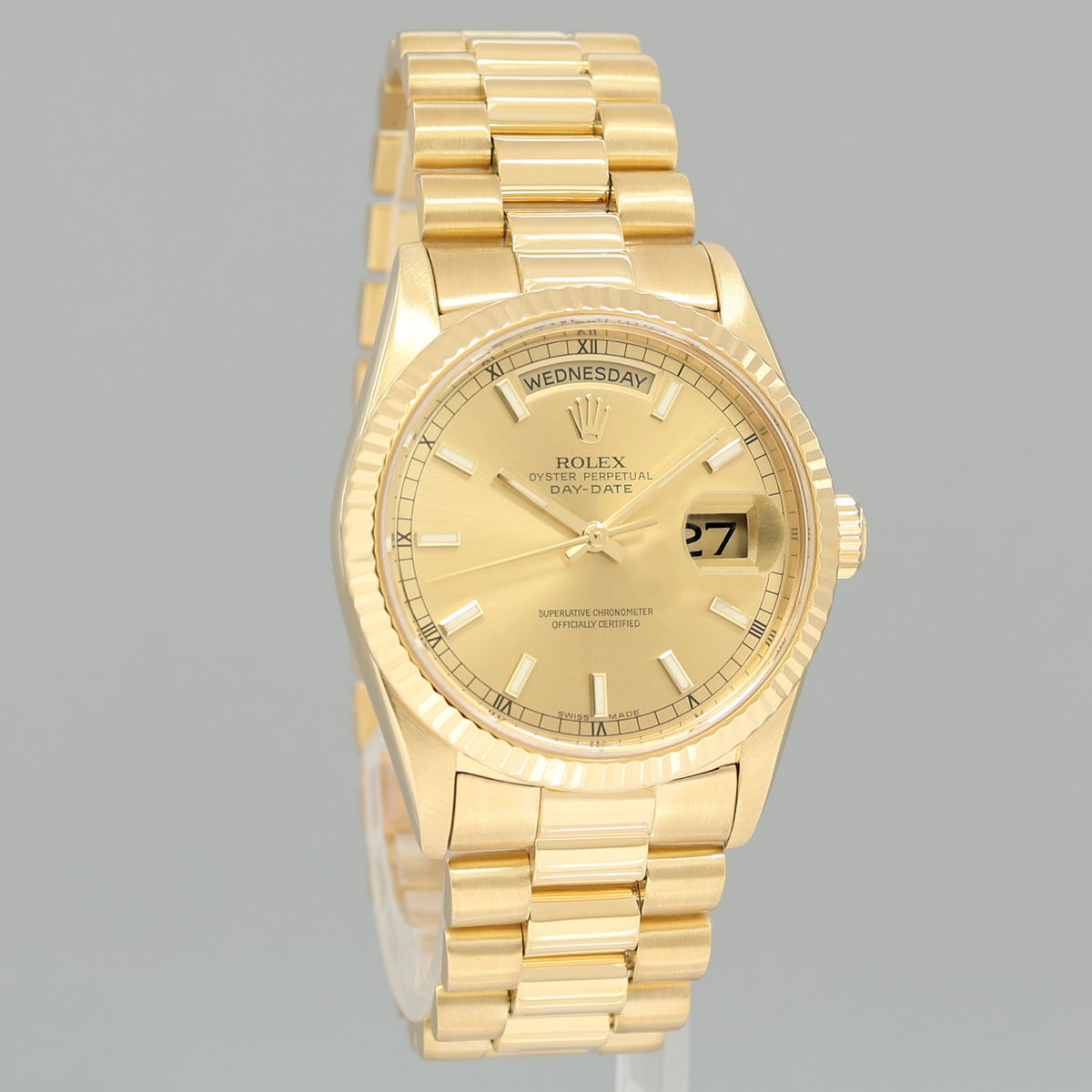 2021 RSC PAPERS Rolex President Day-Date Champagne 18238 Double Quick Gold Watch