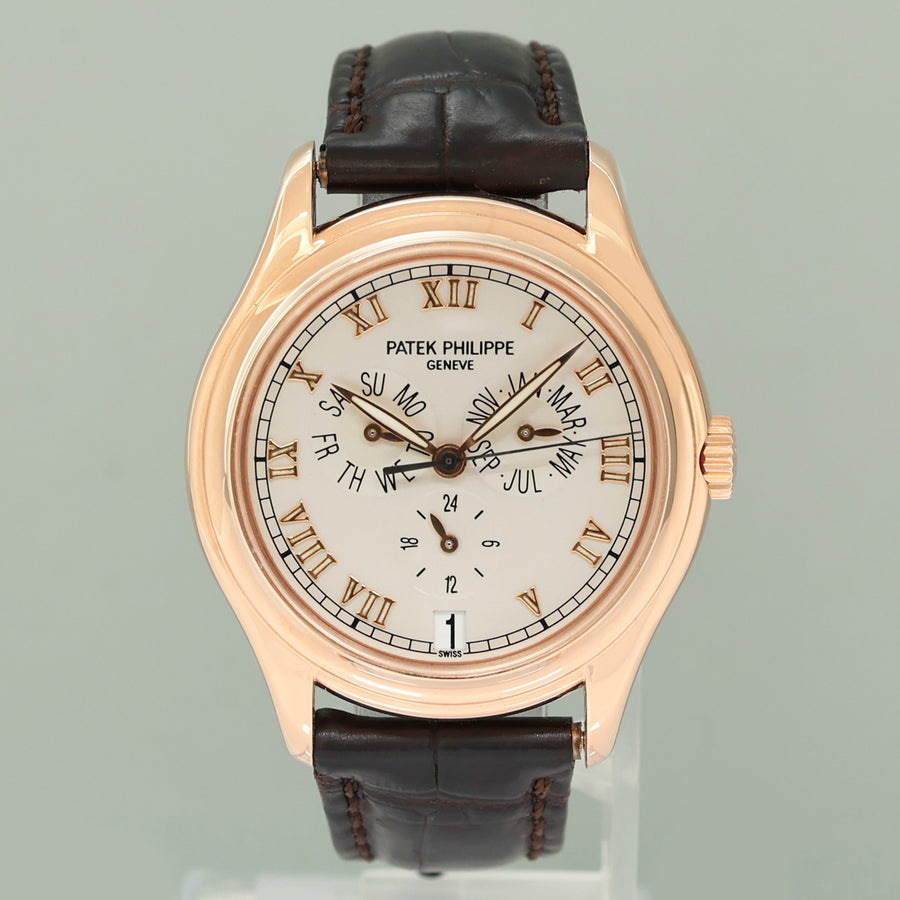 PAPERS MINT Patek Philippe Rose Gold Annual Calendar 5035R White Roman 37mm Watch