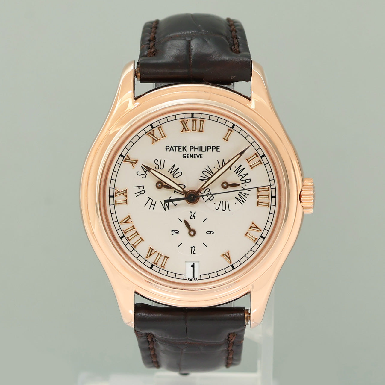 PAPERS MINT Patek Philippe Rose Gold Annual Calendar 5035R White Roman 37mm Watch