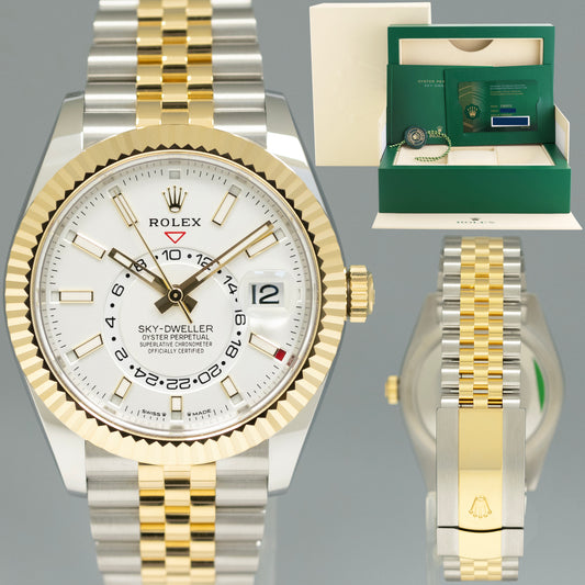 2024 NEW PAPERS Rolex Sky-Dweller Two Tone Gold White Jubilee 42mm 336933 Watch