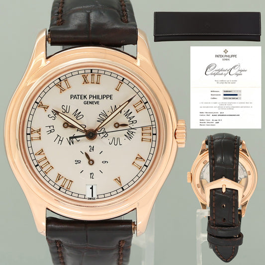 PAPERS MINT Patek Philippe Rose Gold Annual Calendar 5035R White Roman 37mm Watch