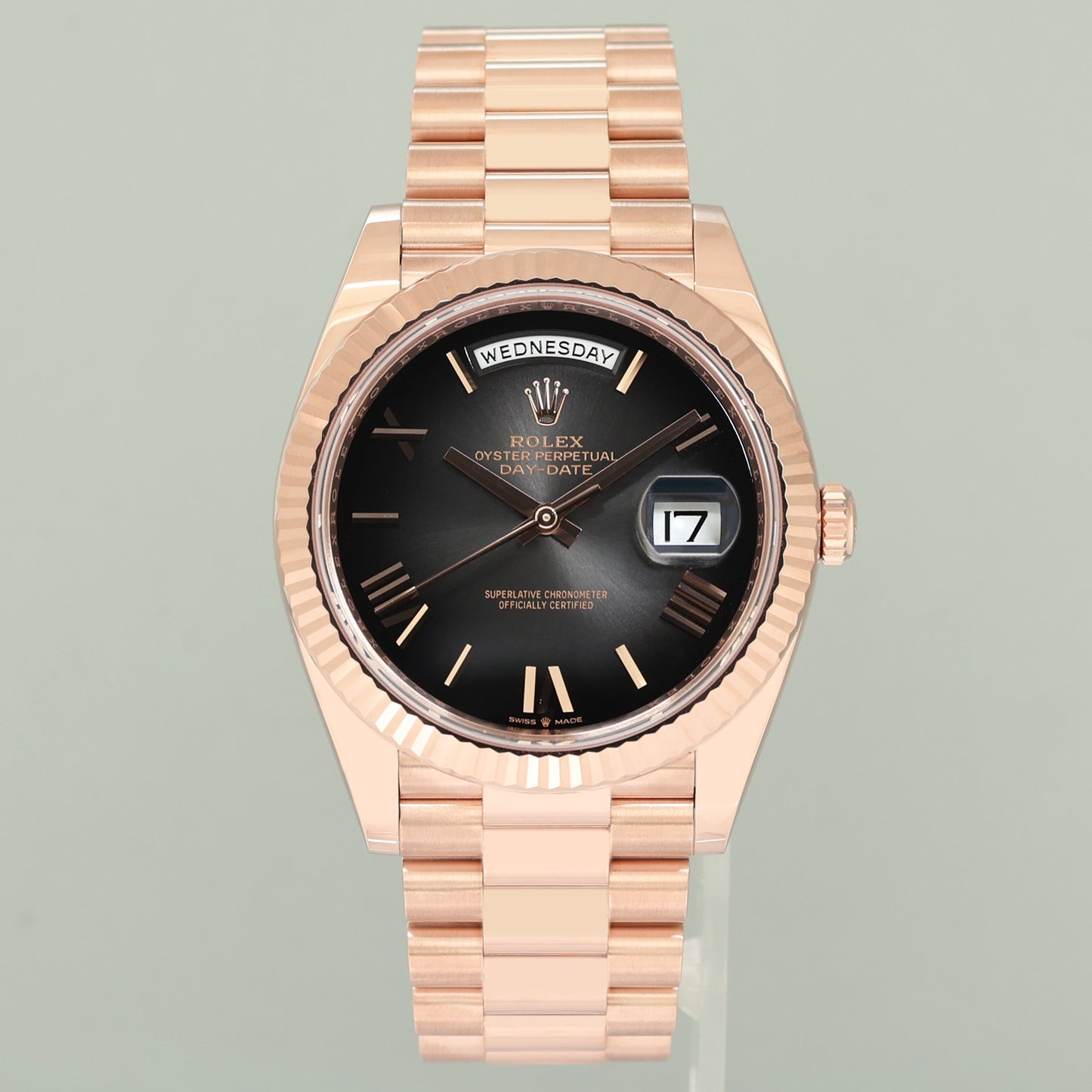 2026 NEW PAPERS Rolex President 40mm Rose Gold Green Ombre 228235 Watch Box