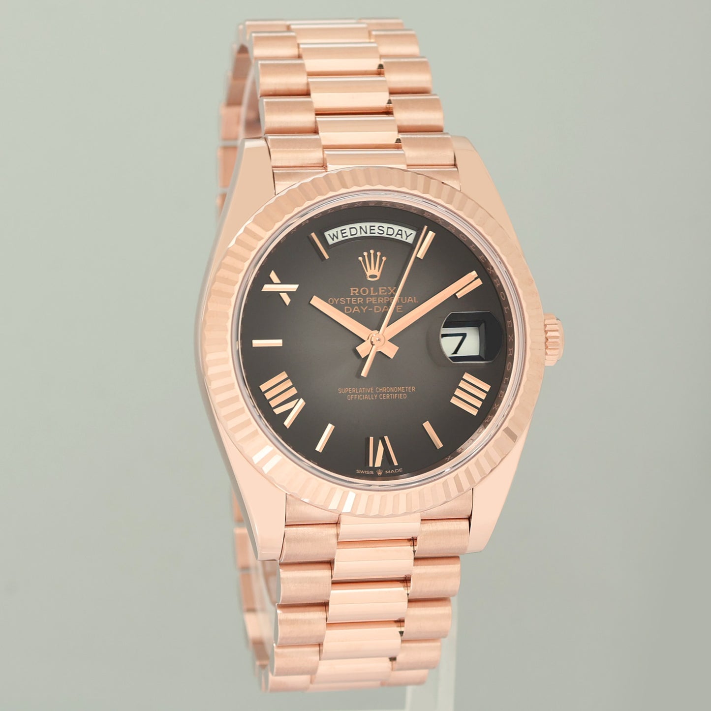 2026 NEW PAPERS Rolex President 40mm Rose Gold Green Ombre 228235 Watch Box