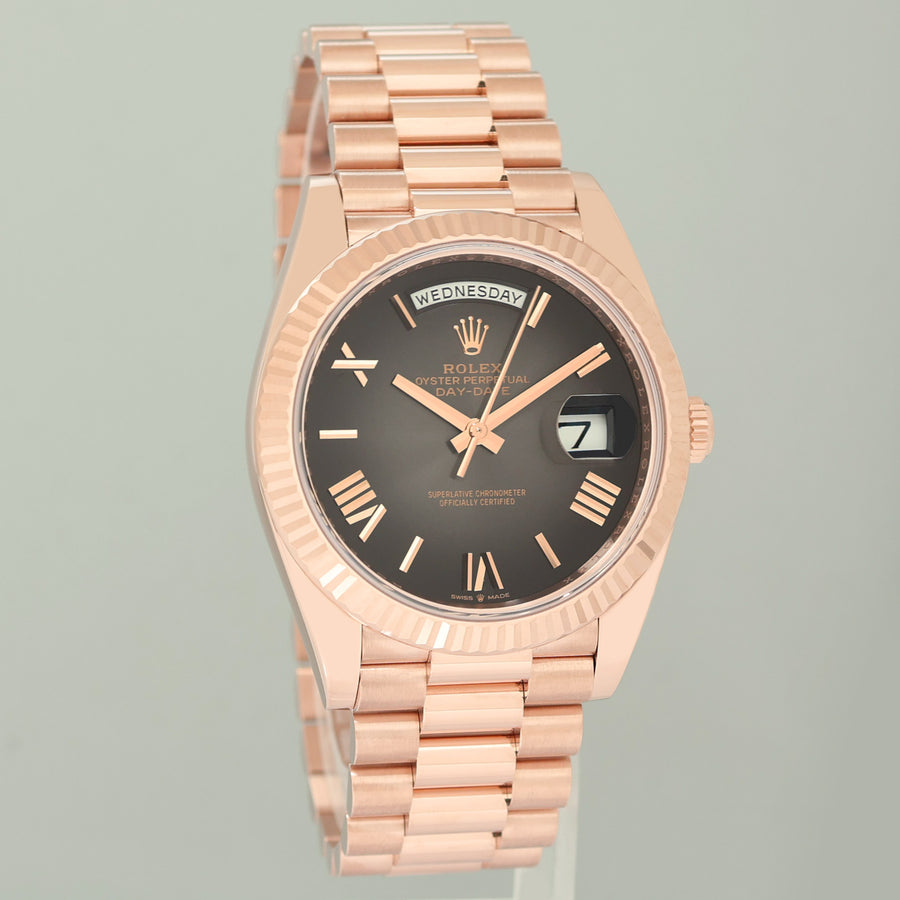 2026 NEW PAPERS Rolex President 40mm Rose Gold Green Ombre 228235 Watch Box