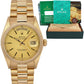 MINT Rolex President Day Date 36mm Champagne 18038 Quick Set Gold Watch Box