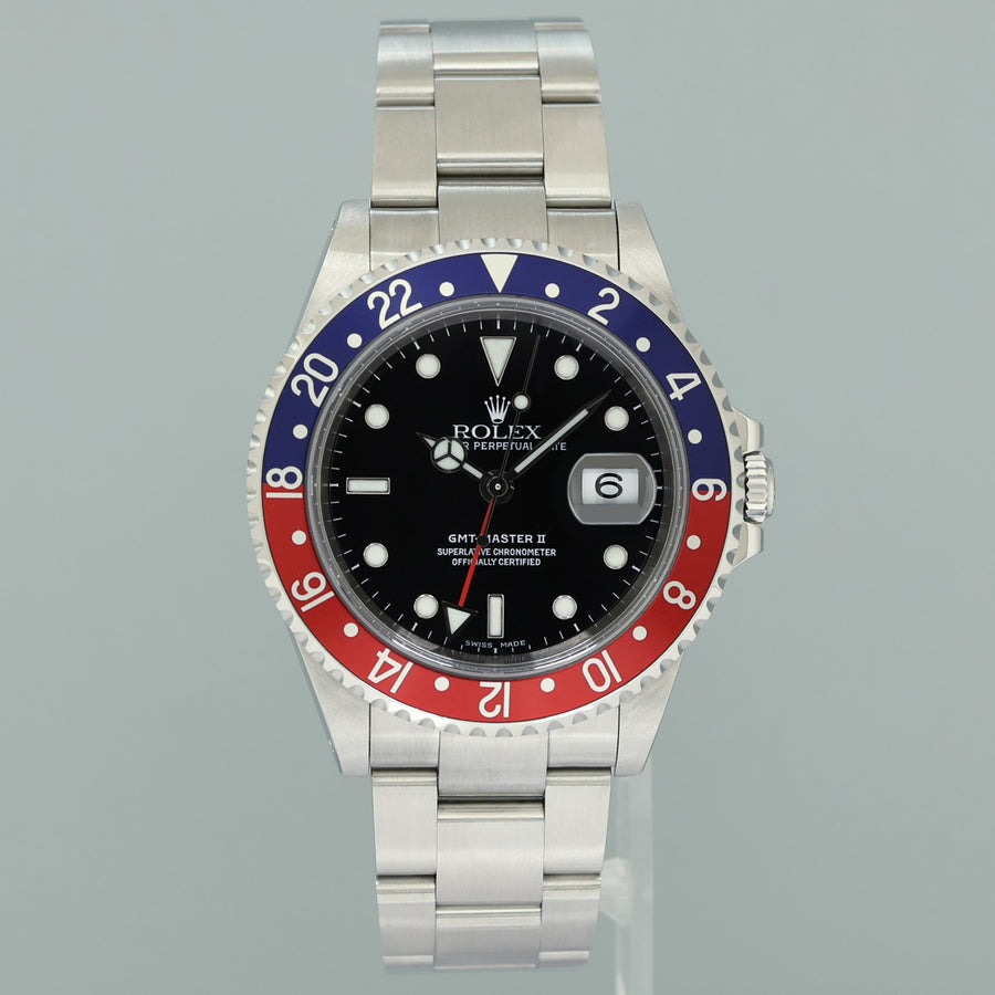 STICKERS 2002 NOS PAPERS Rolex GMT-Master II Pepsi Blue Red Steel 16710BLRO Watch