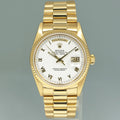 MINT Rolex 36mm President Day Date White Roman 18038 Quick Set Yellow Gold Watch Box