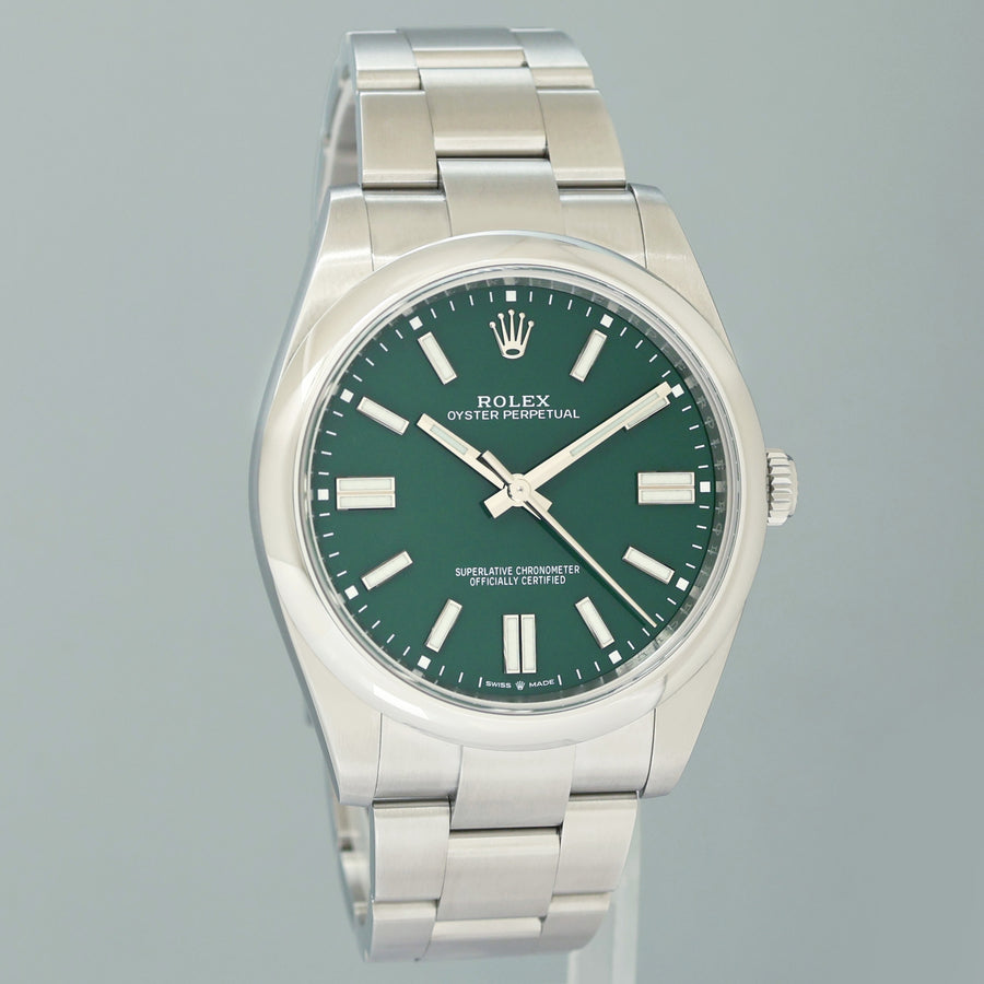 2024 NEW PAPERS ROLEX 124300 Oyster Perpetual 41mm Green Dial Oyster Watch Box