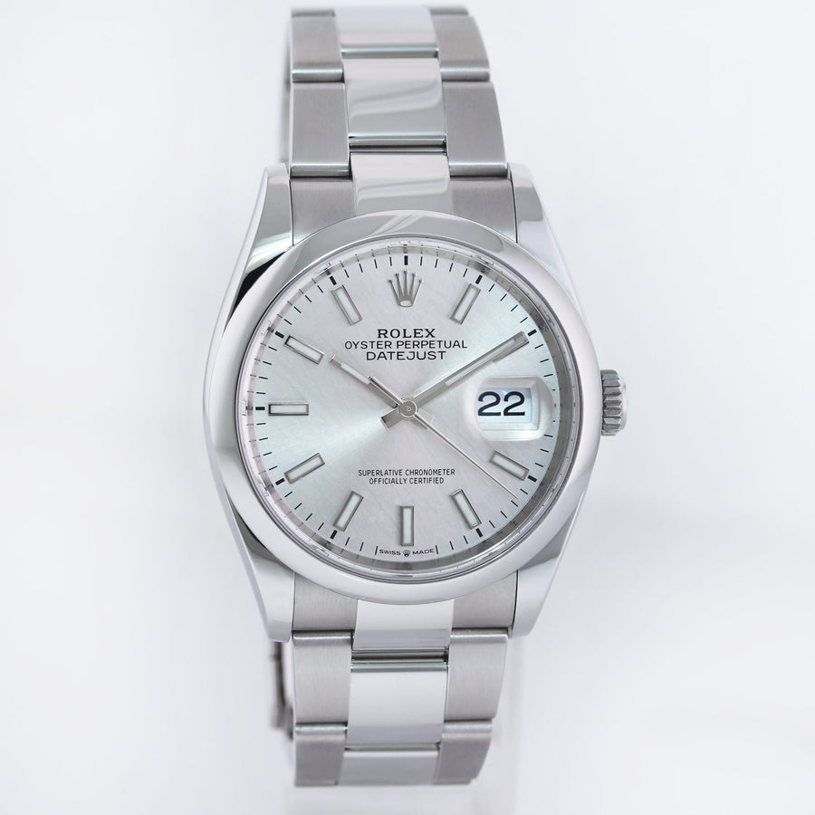 2024 NEW PAPERS Rolex 126200 DateJust 36mm Silver Stick Steel Oyster Band Watch