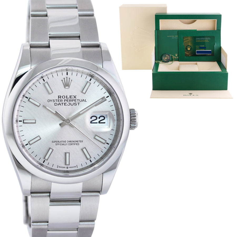 2024 NEW PAPERS Rolex 126200 DateJust 36mm Silver Stick Steel Oyster Band Watch
