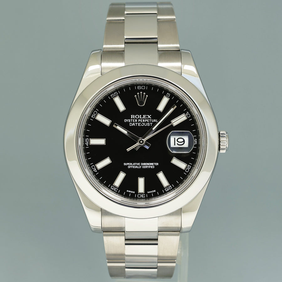 2013 MINT Rolex DateJust II 116300 Black Stick Oyster Steel 41mm Watch Box