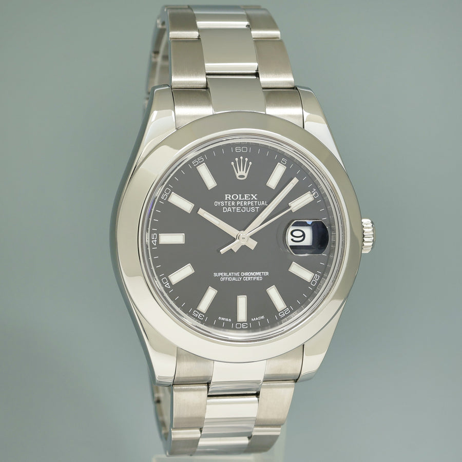 2013 MINT Rolex DateJust II 116300 Black Stick Oyster Steel 41mm Watch Box