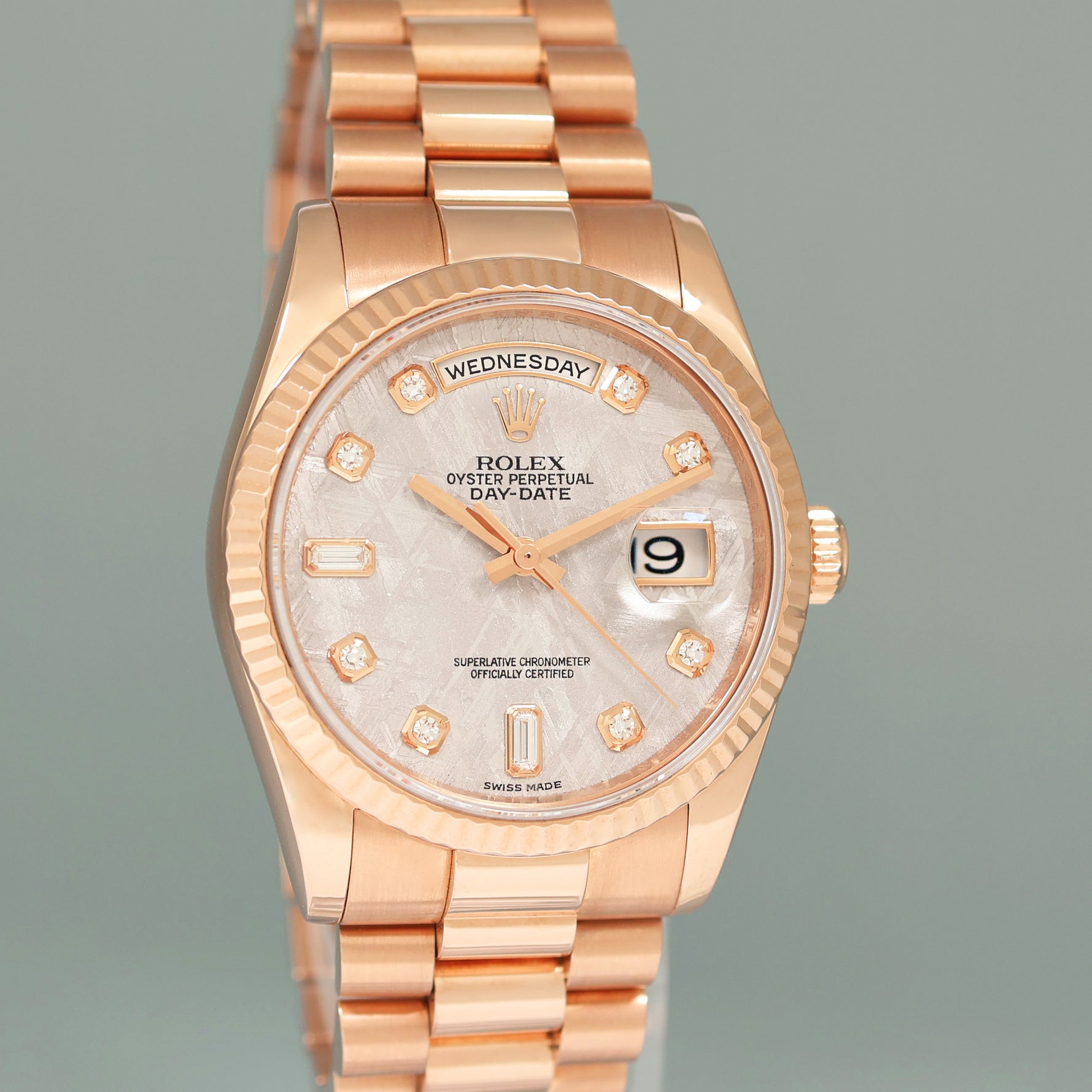 MINT 2007 Rolex President Day Date Rose Gold 118235 Meteorite Diamond 36 Watch Box