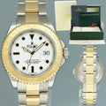 MINT 2009 Rolex Yachtmaster 16623 Two Tone Yellow Gold Steel White Sapphire Watch