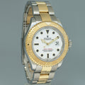 MINT 2009 Rolex Yachtmaster 16623 Two Tone Yellow Gold Steel White Sapphire Watch